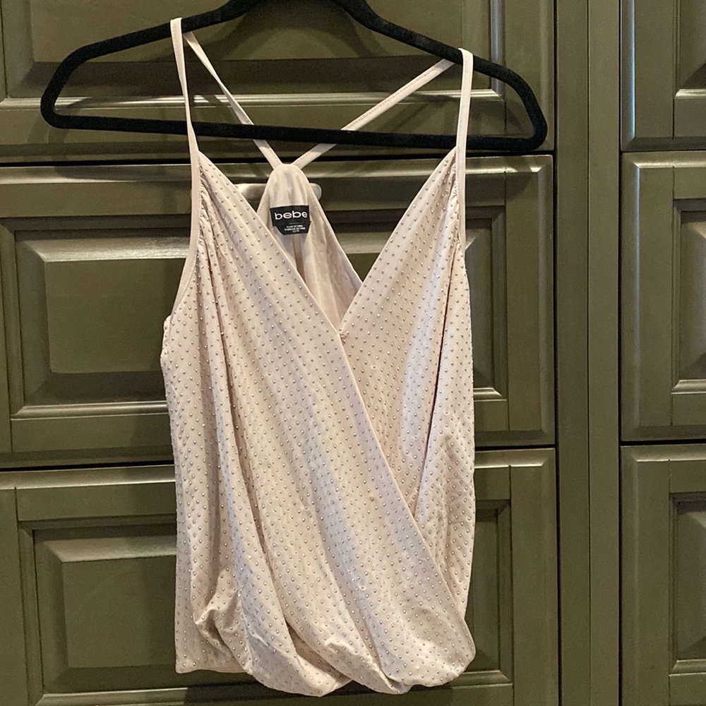 Bebe racer back beaded top